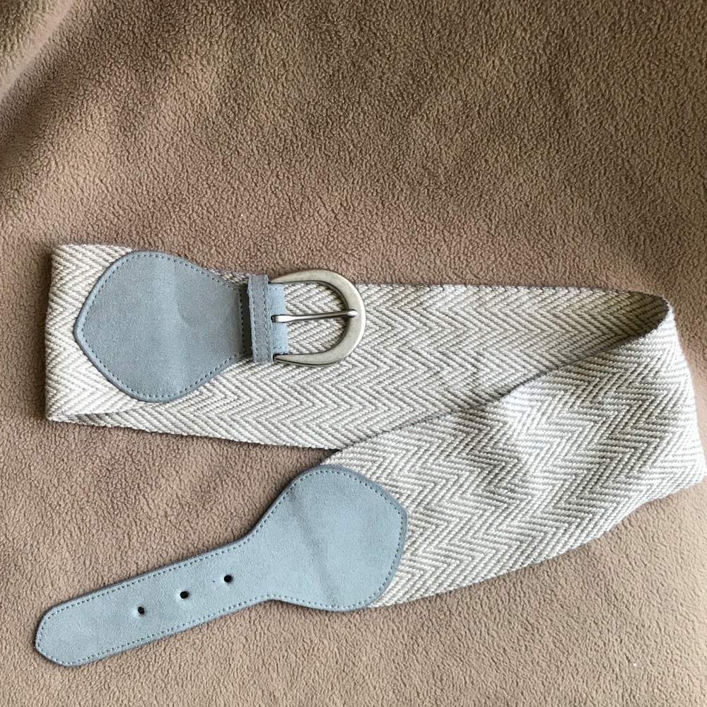 Gray Suede and Chevron Woven Extra wide Cinch Belt